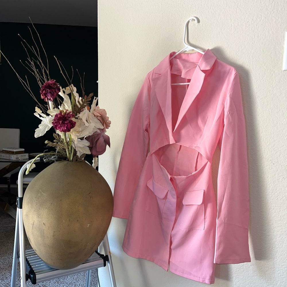 Baby pink blazer dress